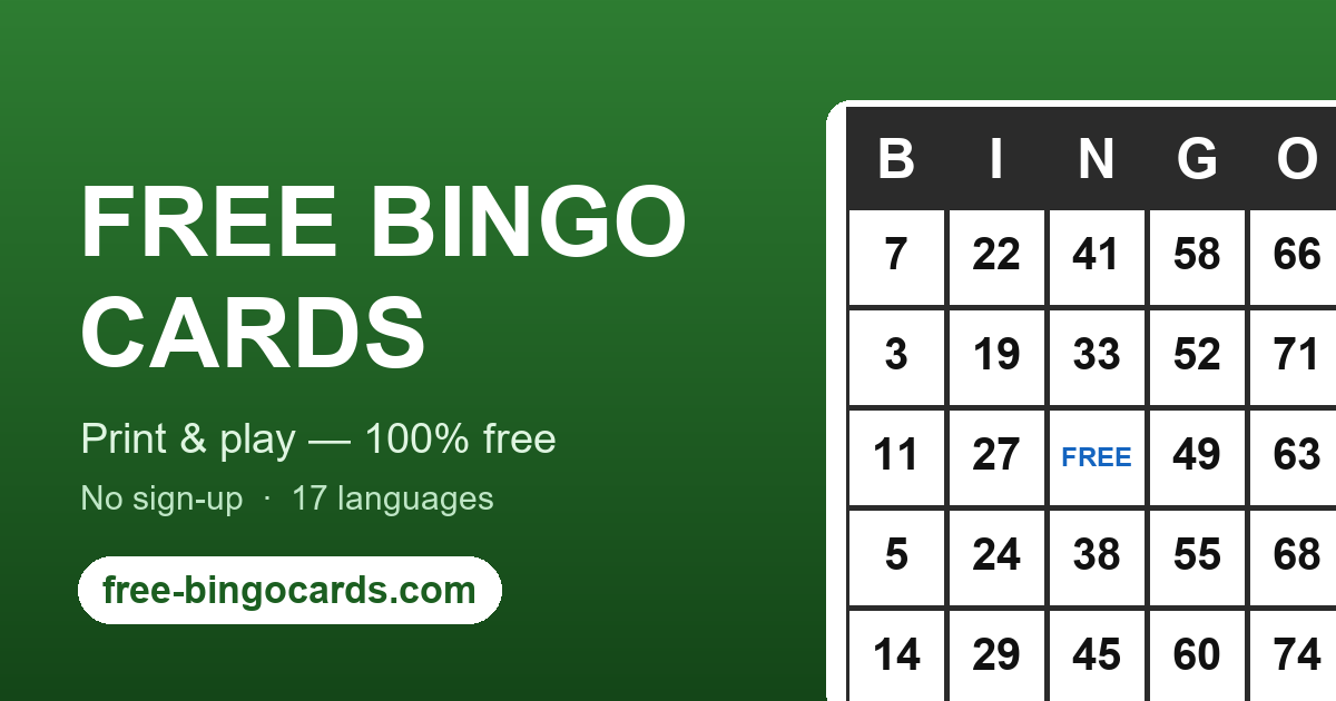 Free Bingo Cards to Print — Bingo Card Generator (5×5, 3×3, 4×4, 90-ball)